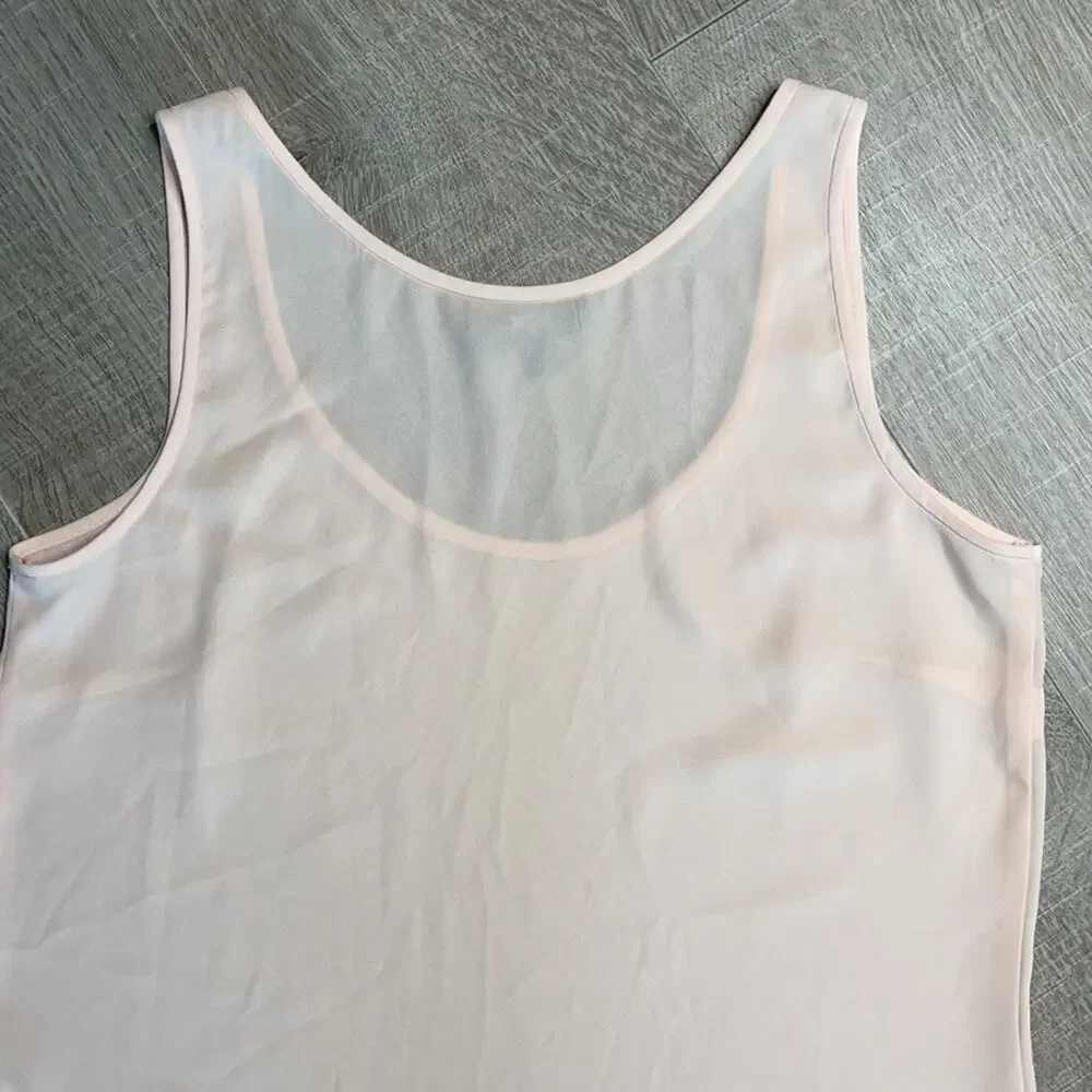 J CREW Women's Blush Pink Semi Sheer Scoop Neck Tank Top